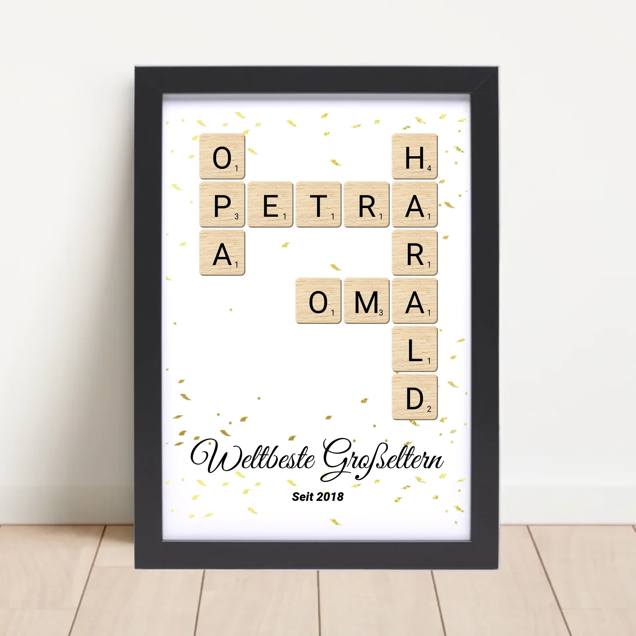 Weihnachtsgeschenk für Großeltern Scrabble Wort Poster personalisierbar - Cantty
