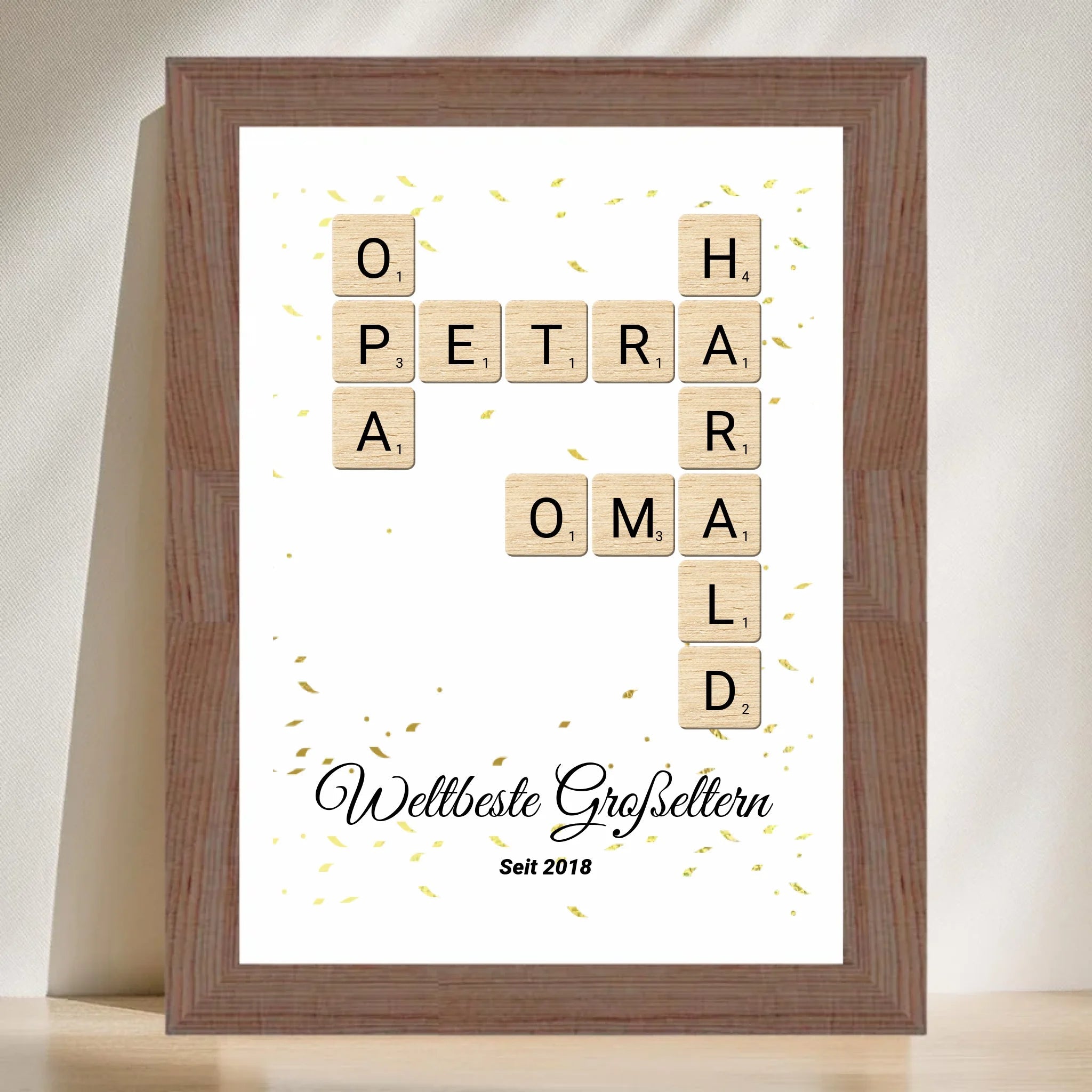 Weihnachtsgeschenk für Großeltern Scrabble Wort Poster personalisierbar - Cantty