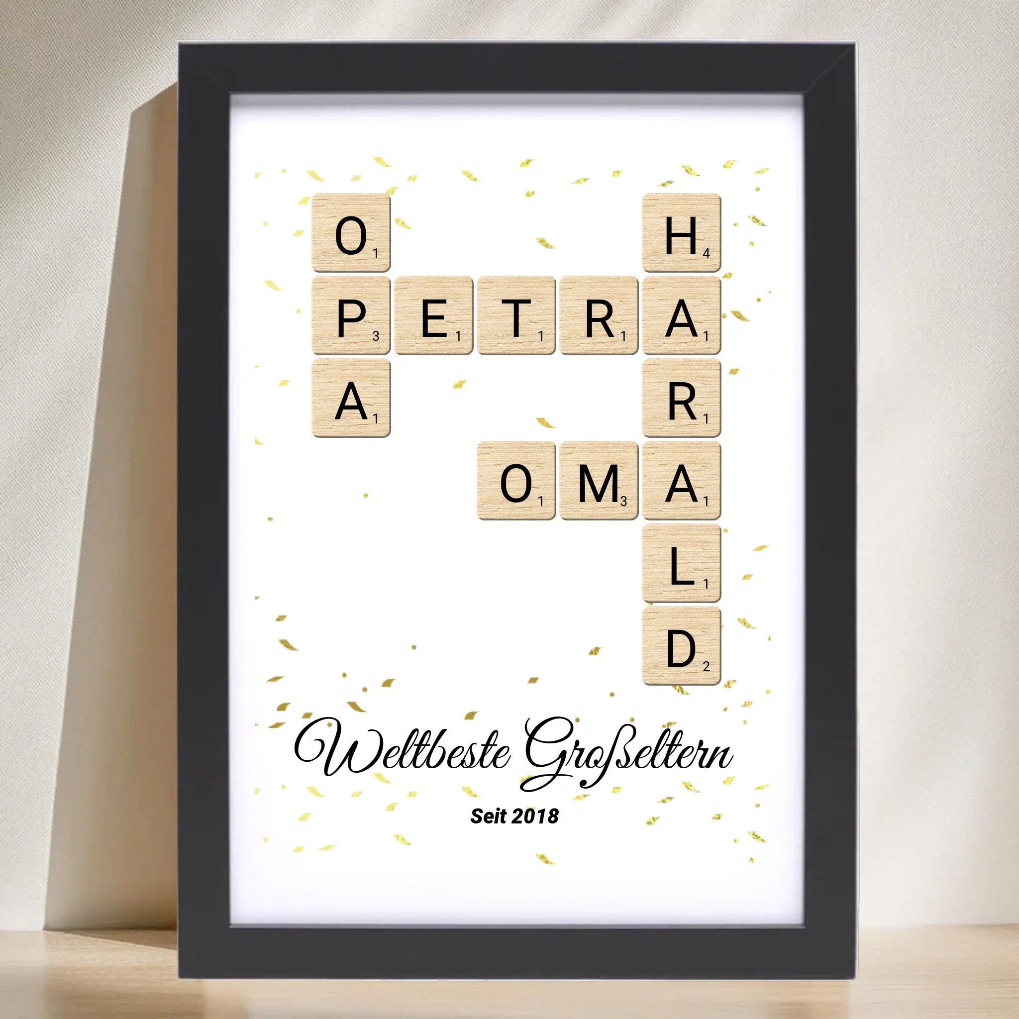 Weihnachtsgeschenk für Großeltern Scrabble Wort Poster personalisierbar - Cantty