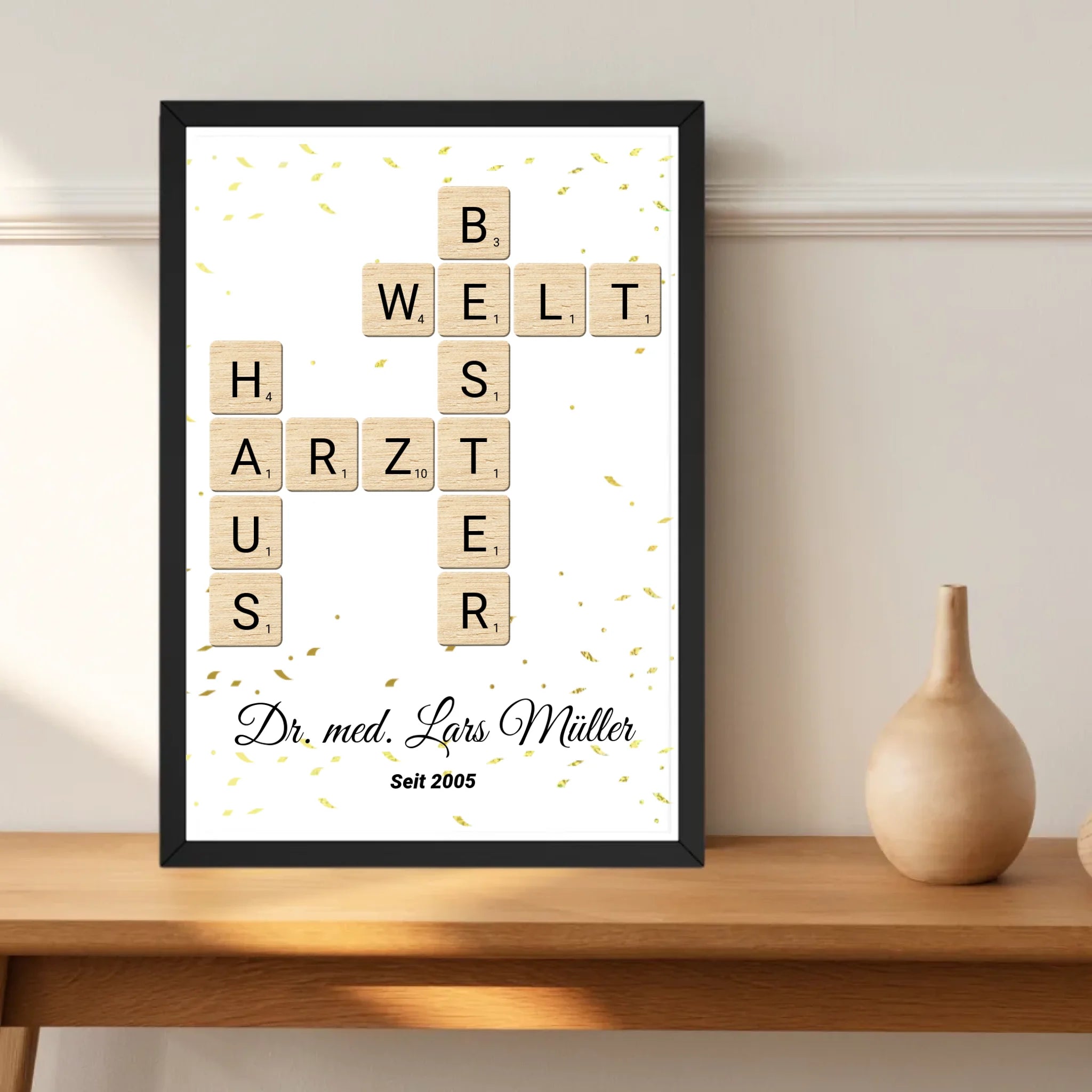 Weihnachtsgeschenk für Hausarzt Scrabble Wort Poster personalisierbar - Cantty