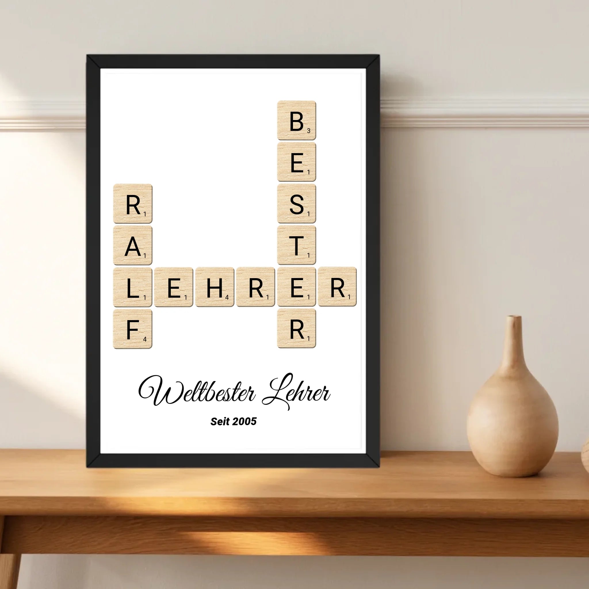 Weihnachtsgeschenk für Lehrer Scrabble Wort Poster personalisierbar - Cantty