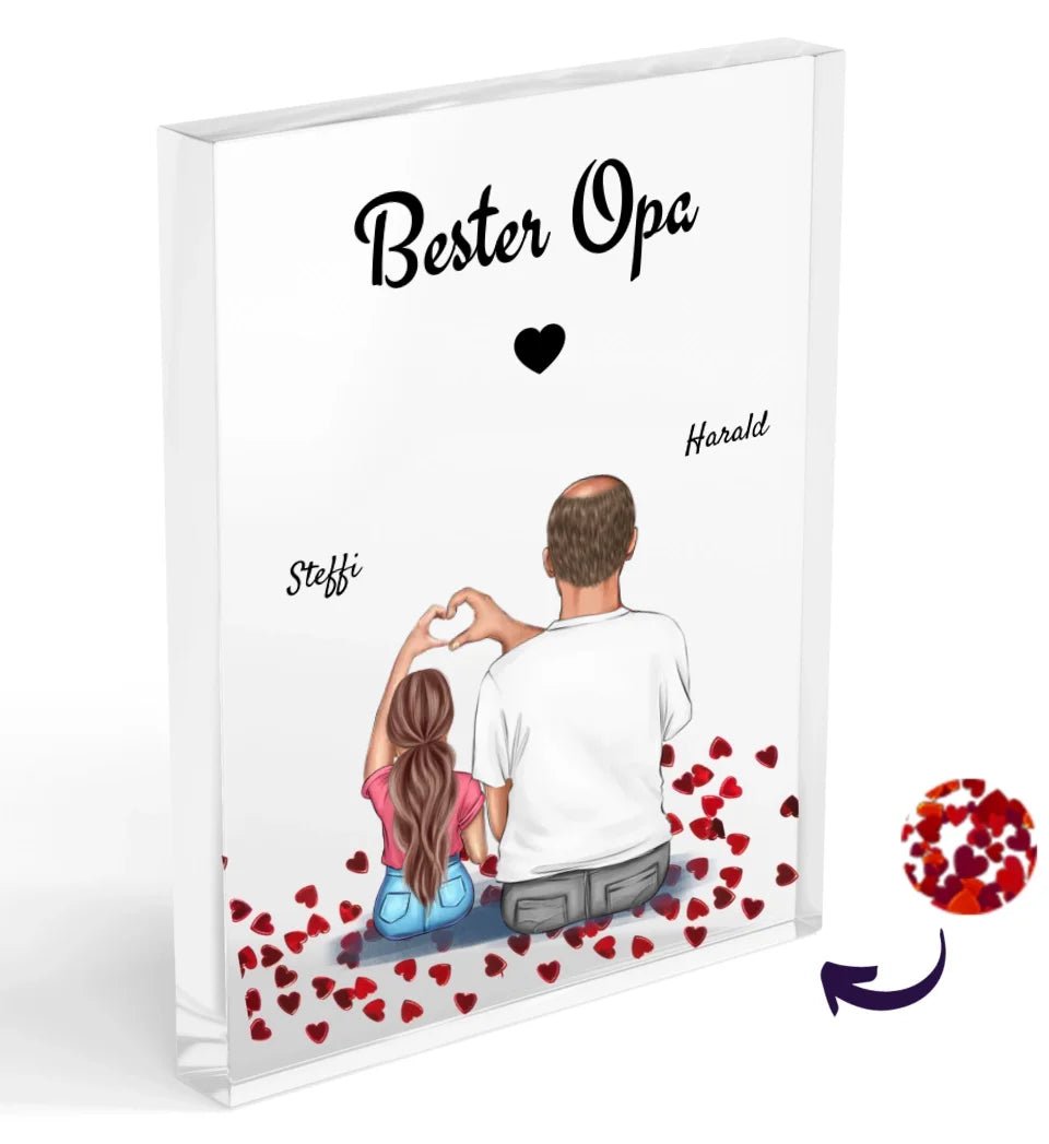 Weihnachtsgeschenk für Opa Acrylglas Bild mit Enkelin personalisierbar - Cantty