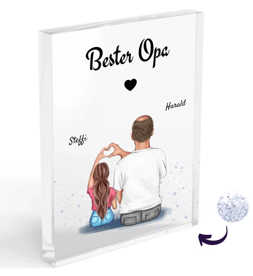 Weihnachtsgeschenk für Opa Acrylglas Bild mit Enkelin personalisierbar - Cantty