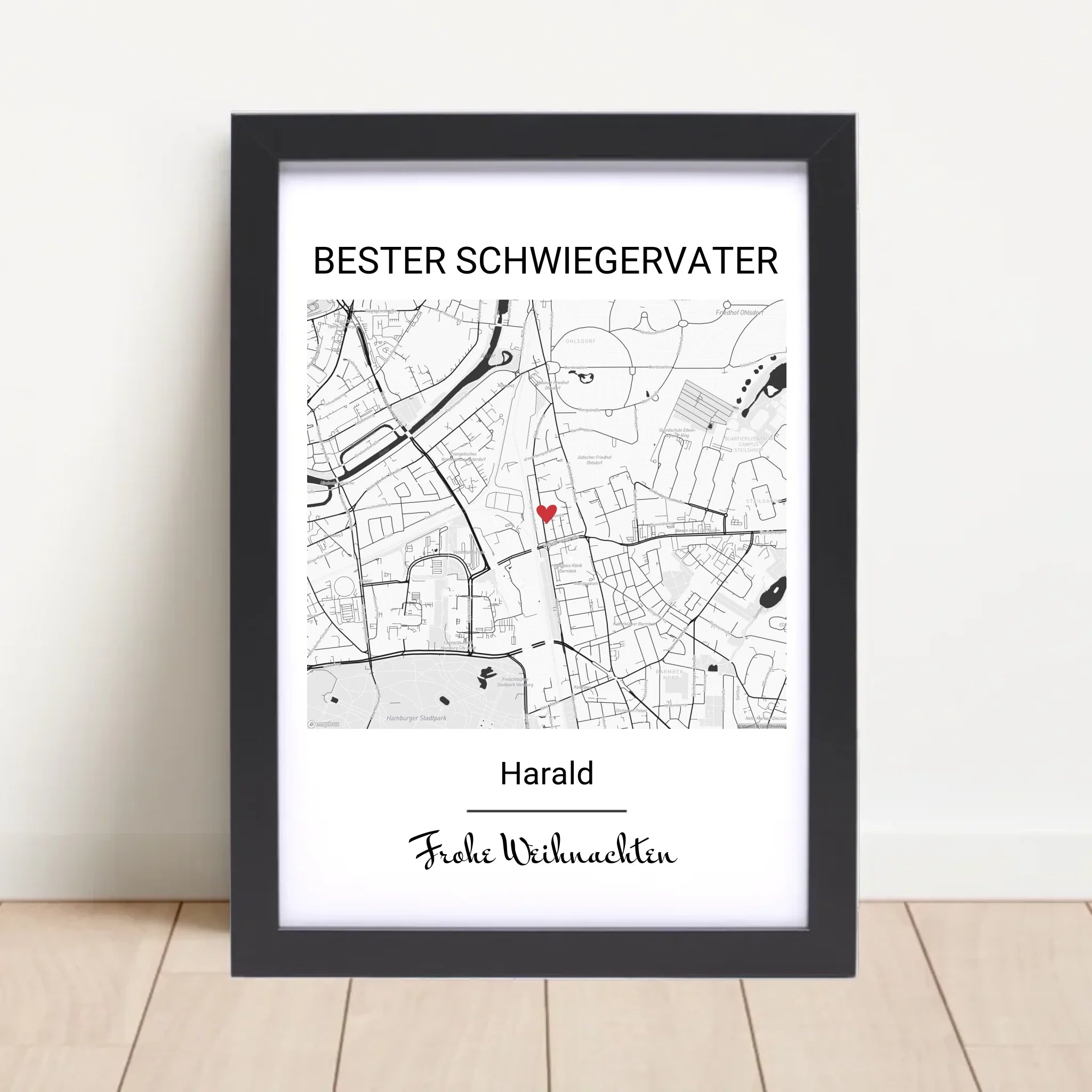 Weihnachtsgeschenk für Schwiegervater Poster Stadtkarte personalisiert - Cantty