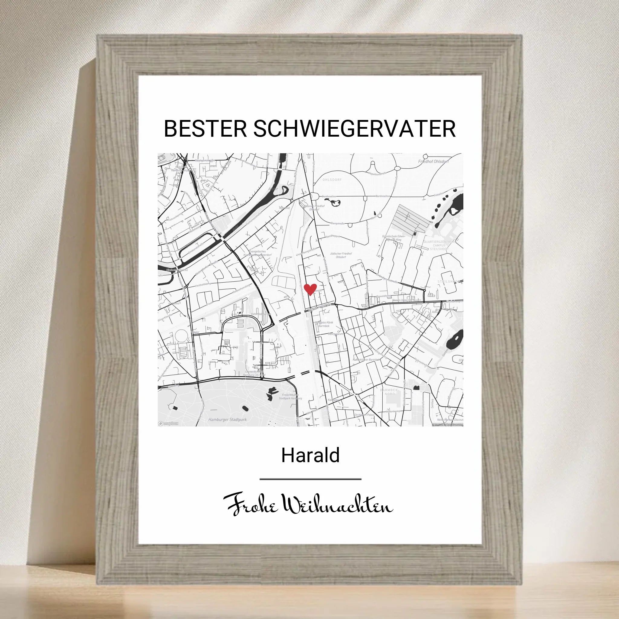Weihnachtsgeschenk für Schwiegervater Poster Stadtkarte personalisiert - Cantty