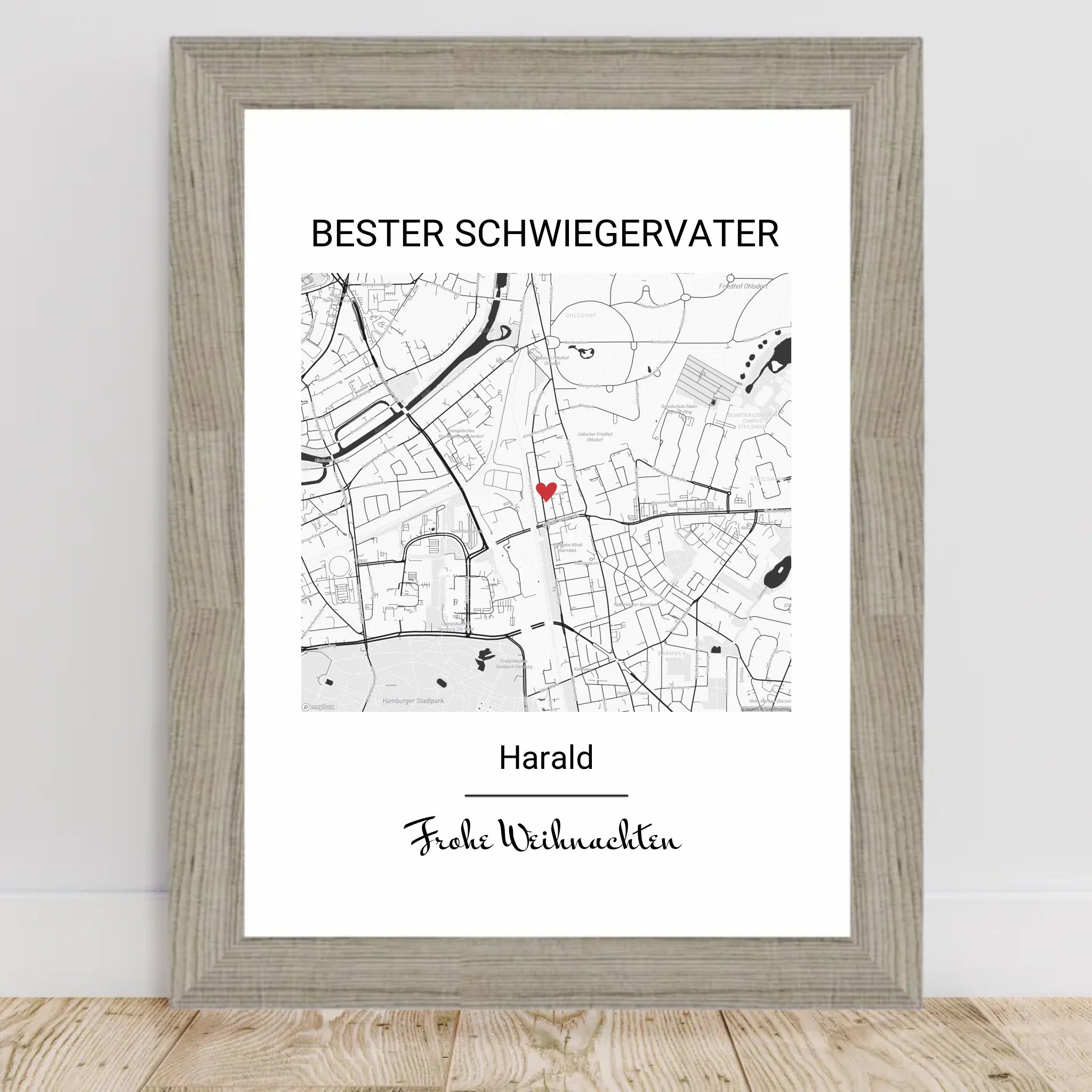 Weihnachtsgeschenk für Schwiegervater Poster Stadtkarte personalisiert - Cantty