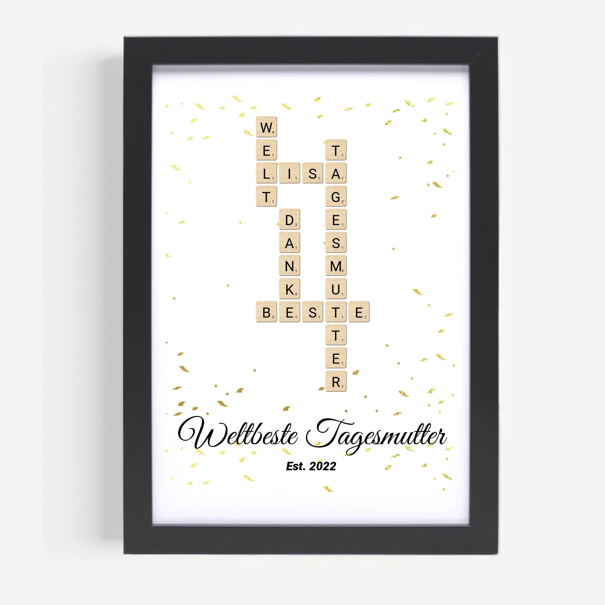 Weihnachtsgeschenk für Tagesmutter Scrabble Wort Poster personalisierbar - Cantty