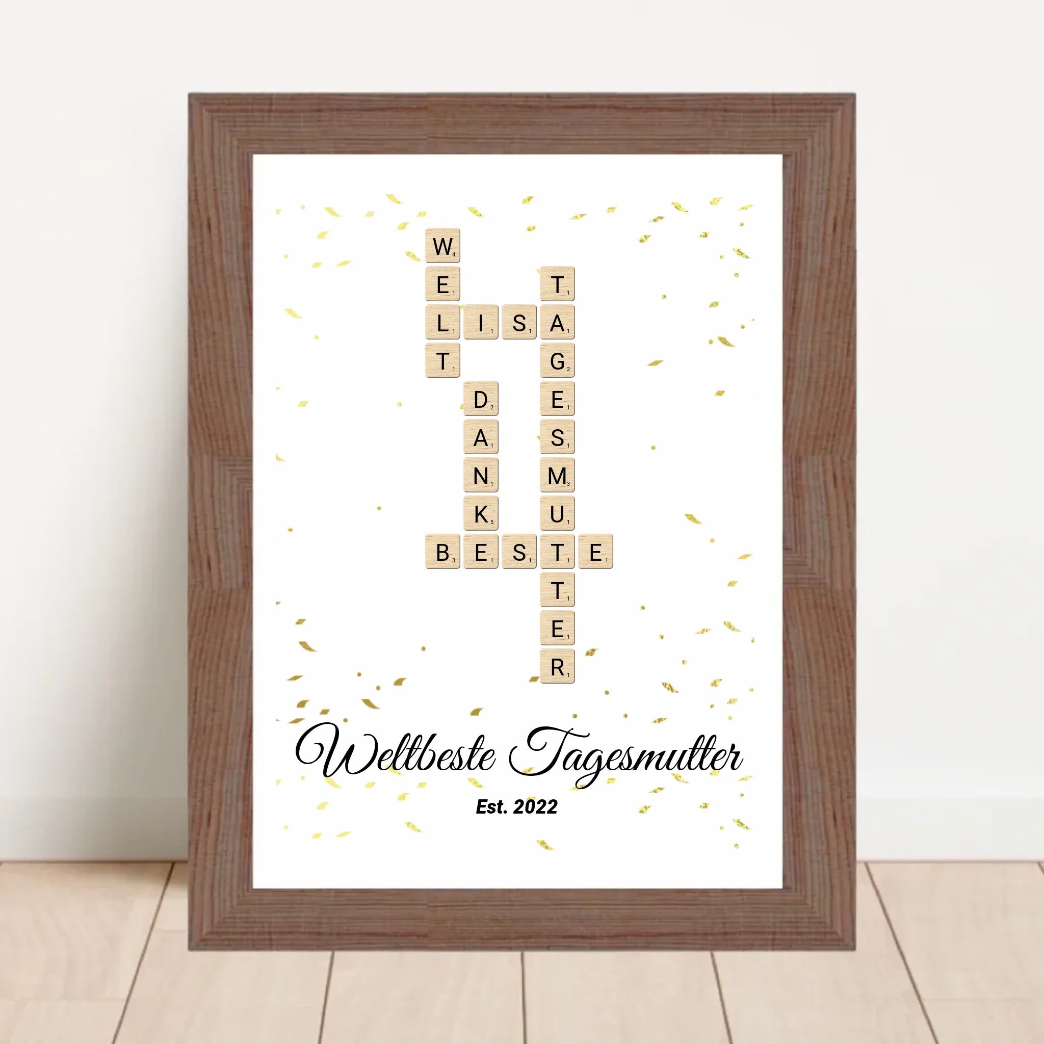 Weihnachtsgeschenk für Tagesmutter Scrabble Wort Poster personalisierbar - Cantty