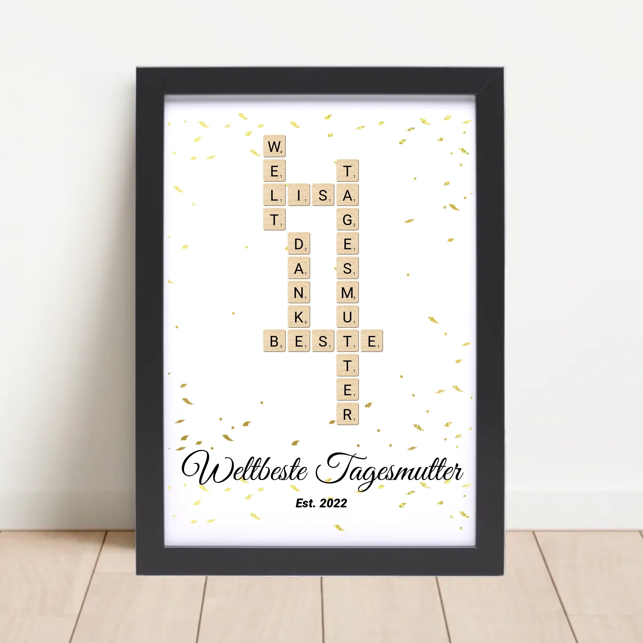 Weihnachtsgeschenk für Tagesmutter Scrabble Wort Poster personalisierbar - Cantty