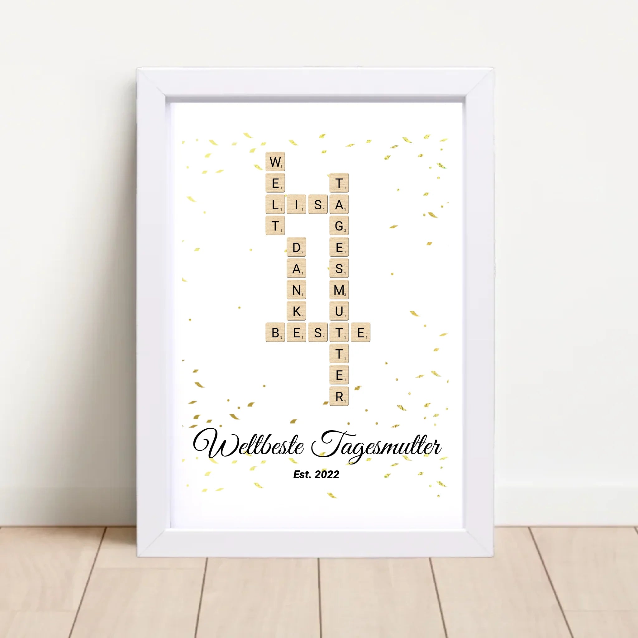 Weihnachtsgeschenk für Tagesmutter Scrabble Wort Poster personalisierbar - Cantty