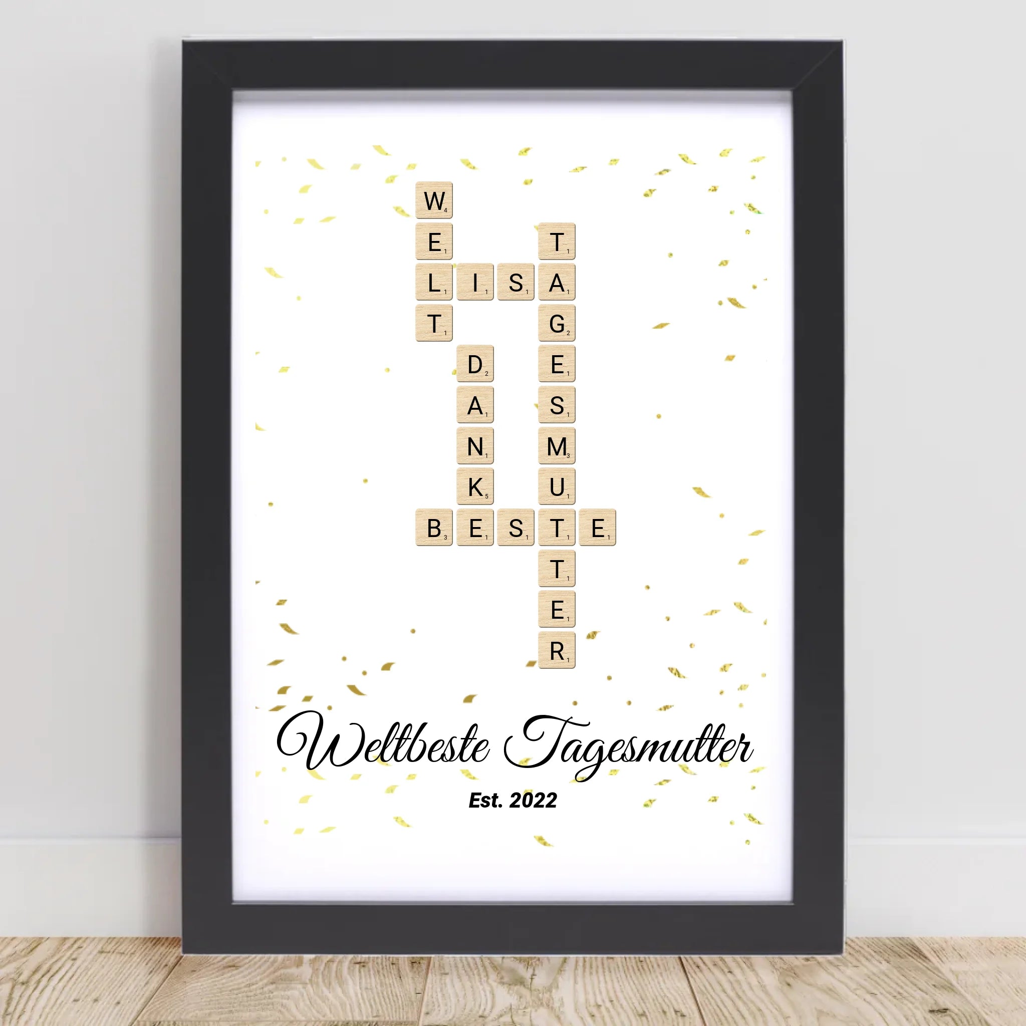 Weihnachtsgeschenk für Tagesmutter Scrabble Wort Poster personalisierbar - Cantty
