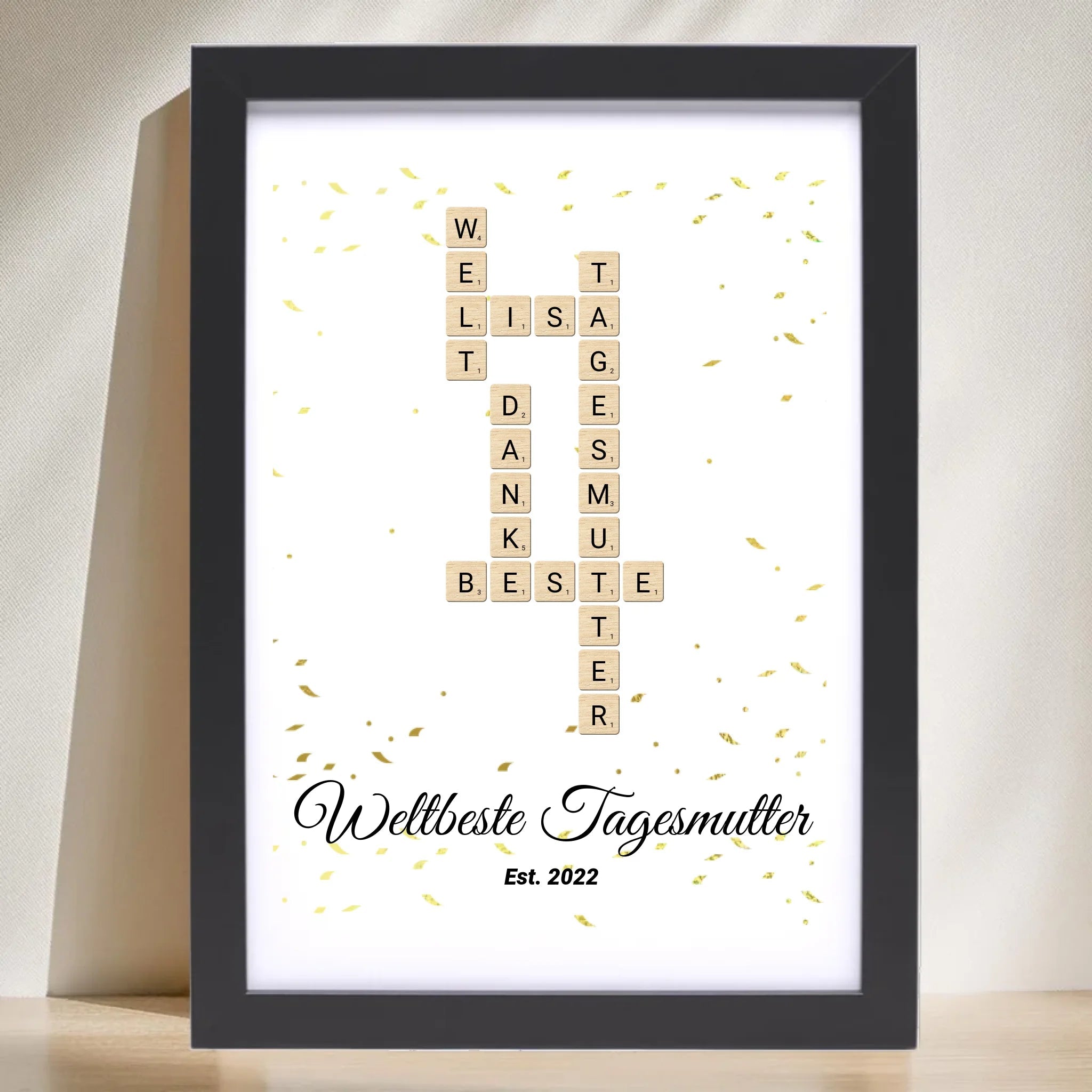 Weihnachtsgeschenk für Tagesmutter Scrabble Wort Poster personalisierbar - Cantty