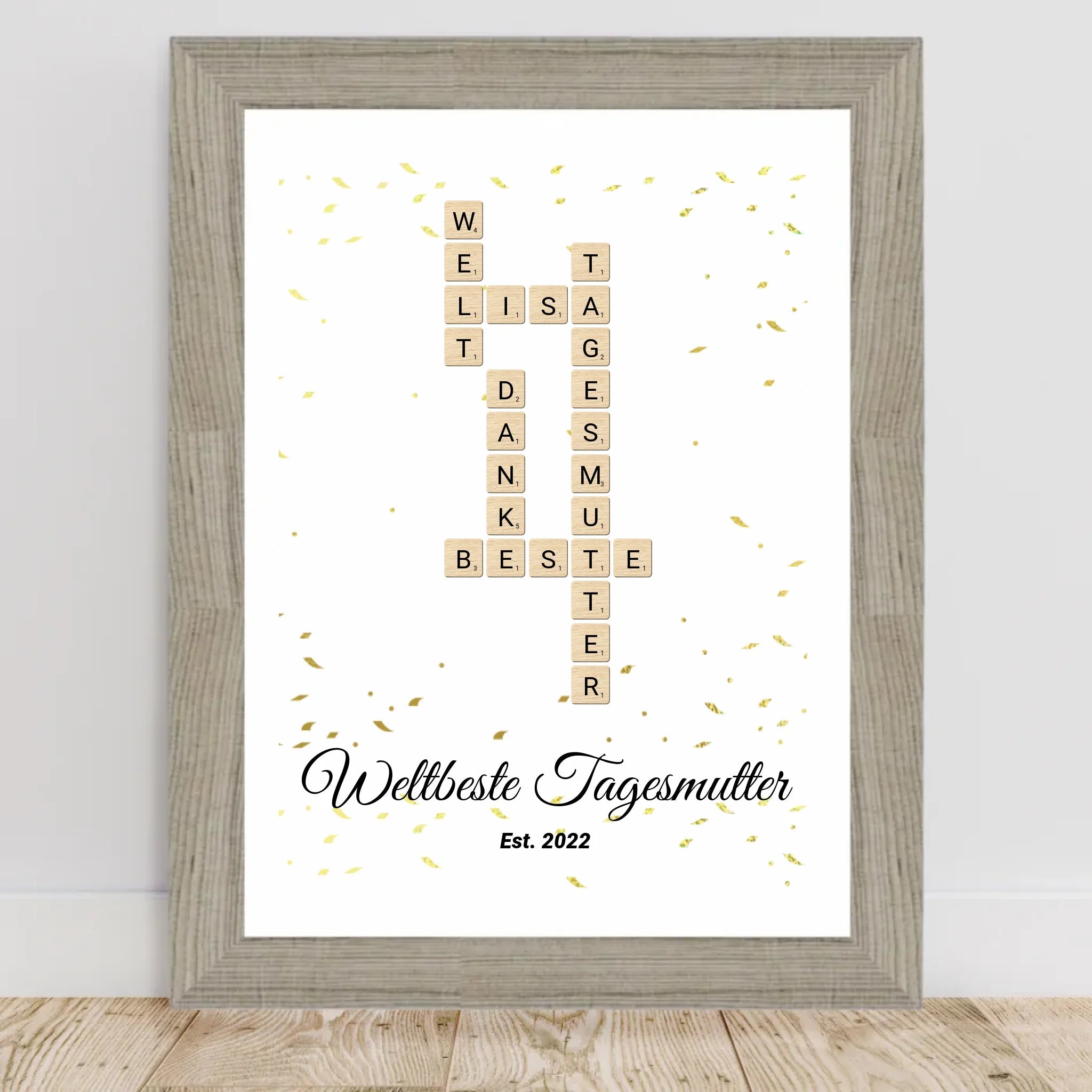 Weihnachtsgeschenk für Tagesmutter Scrabble Wort Poster personalisierbar - Cantty