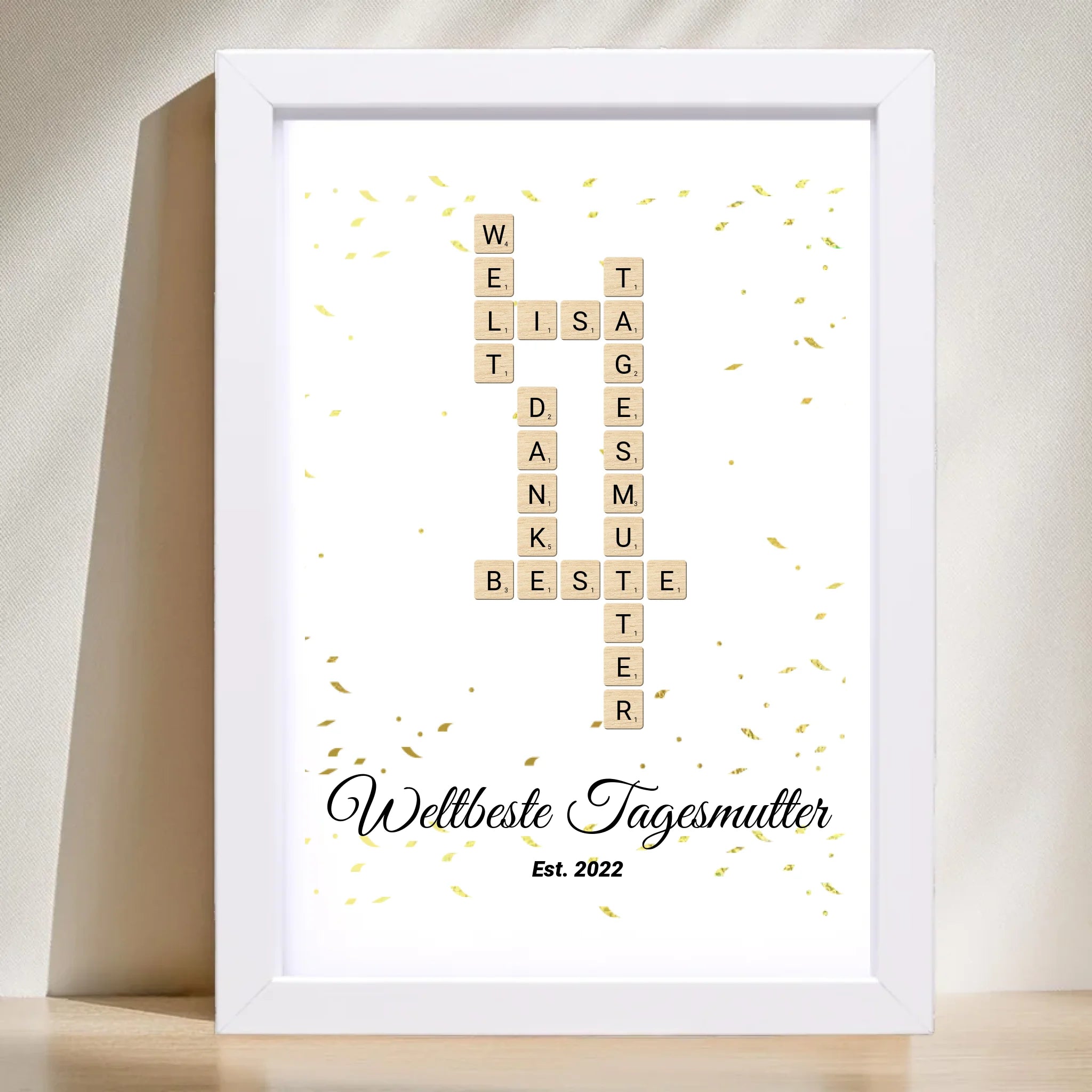 Weihnachtsgeschenk für Tagesmutter Scrabble Wort Poster personalisierbar - Cantty