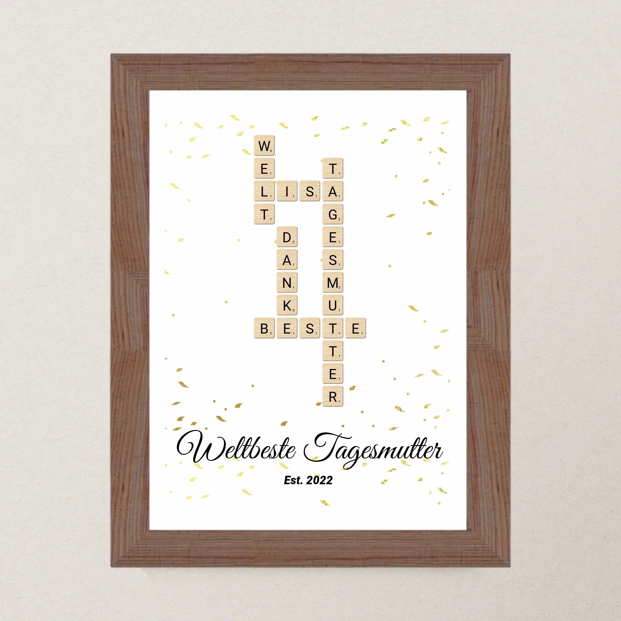 Weihnachtsgeschenk für Tagesmutter Scrabble Wort Poster personalisierbar - Cantty