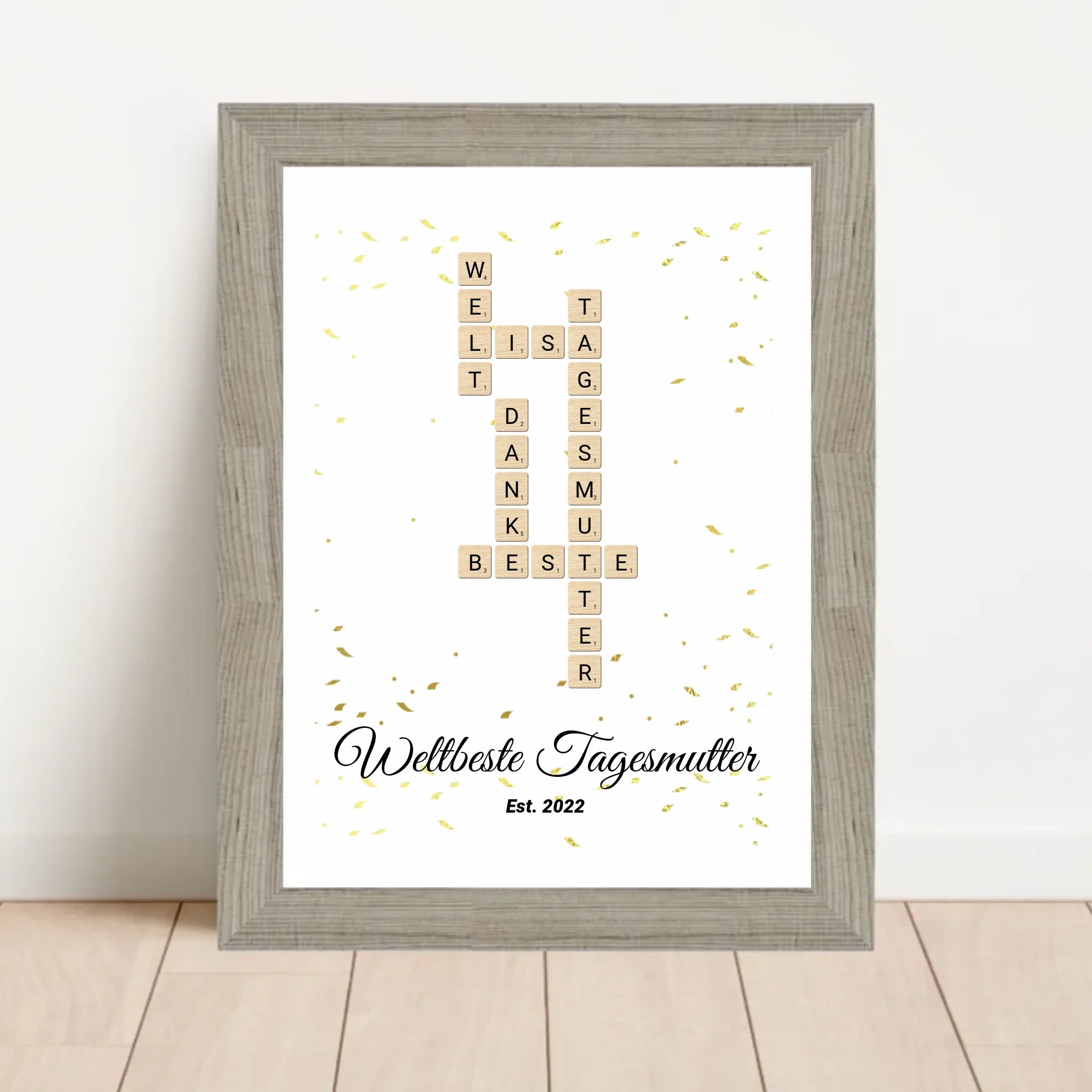 Weihnachtsgeschenk für Tagesmutter Scrabble Wort Poster personalisierbar - Cantty