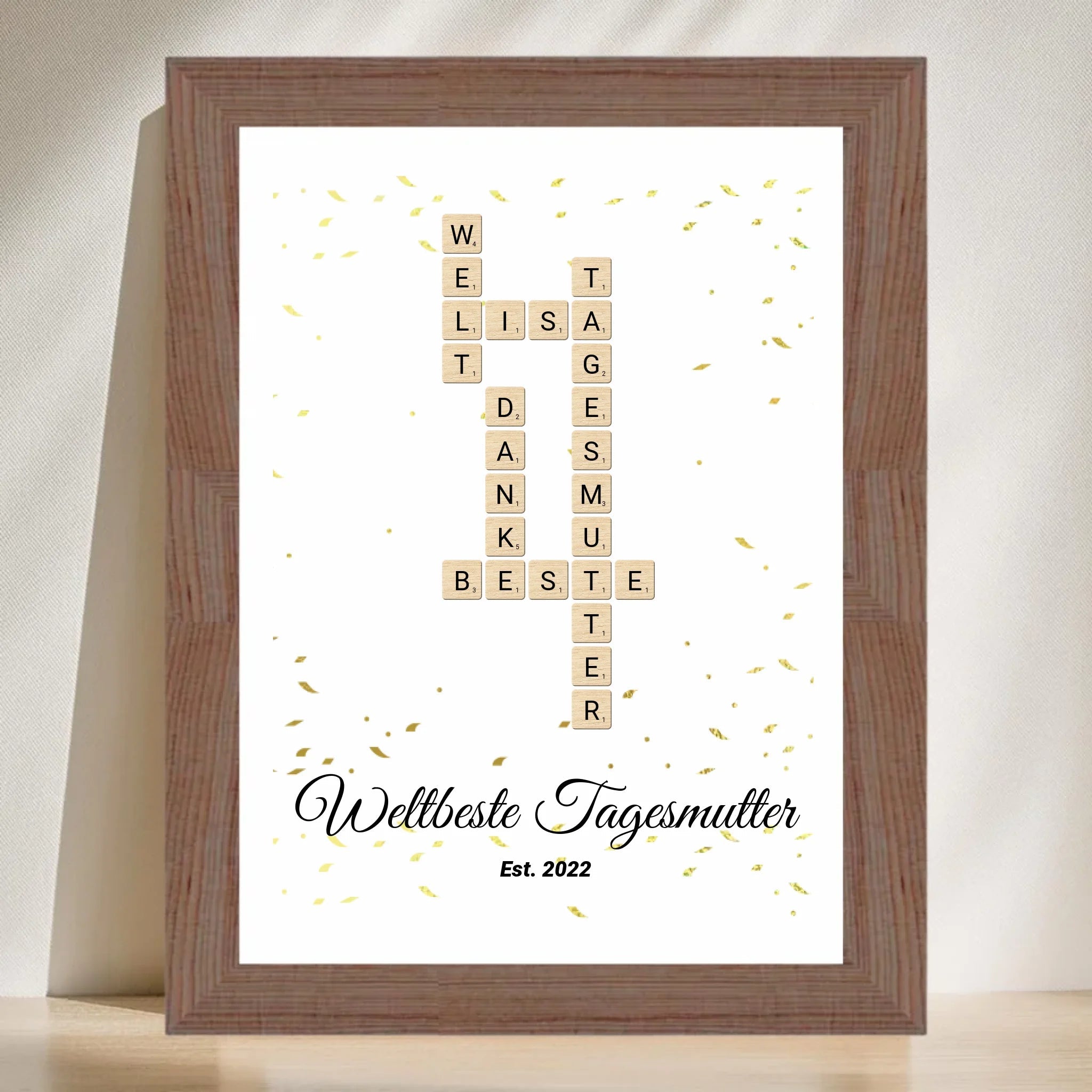 Weihnachtsgeschenk für Tagesmutter Scrabble Wort Poster personalisierbar - Cantty