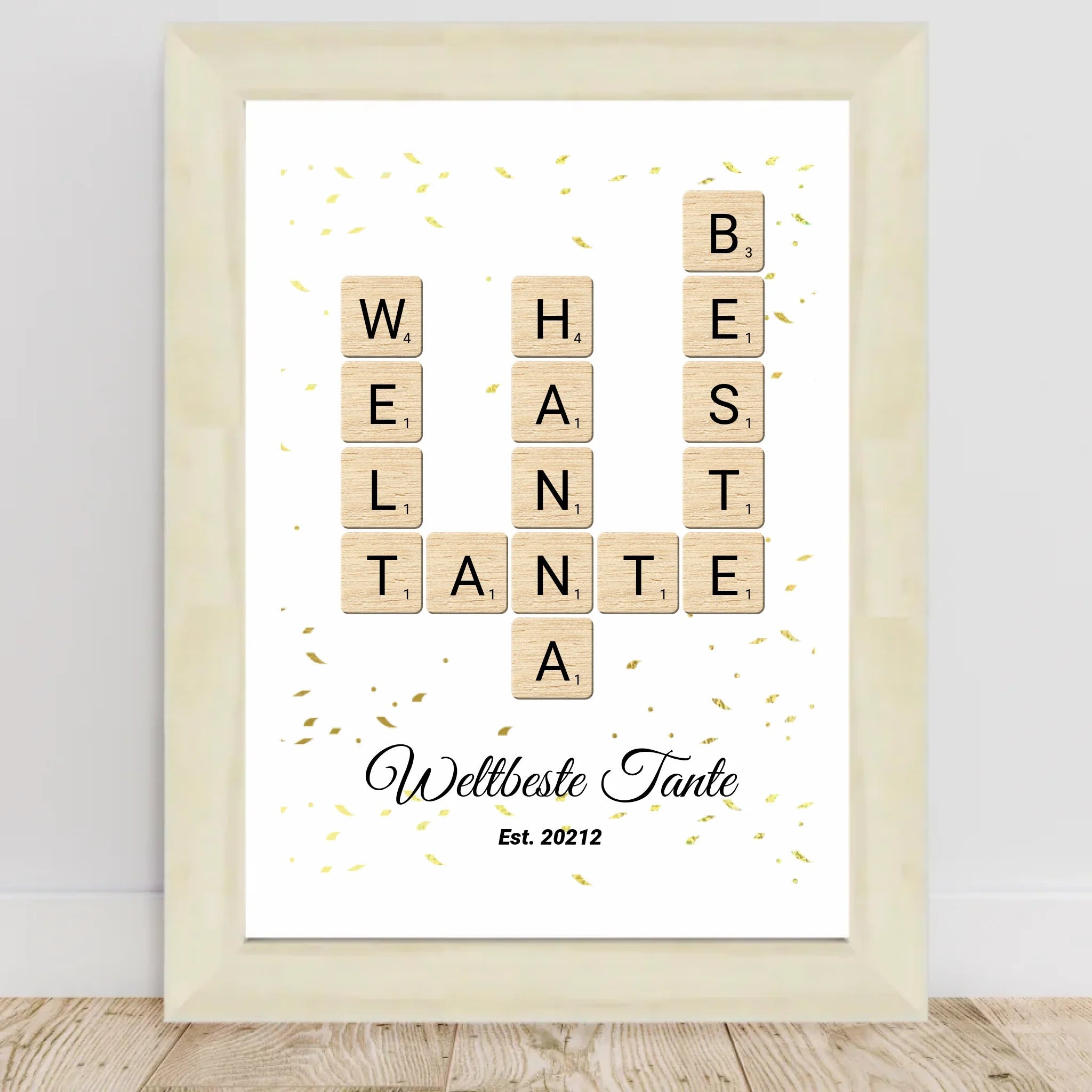Weihnachtsgeschenk für Tante Scrabble Wort Poster personalisierbar - Cantty