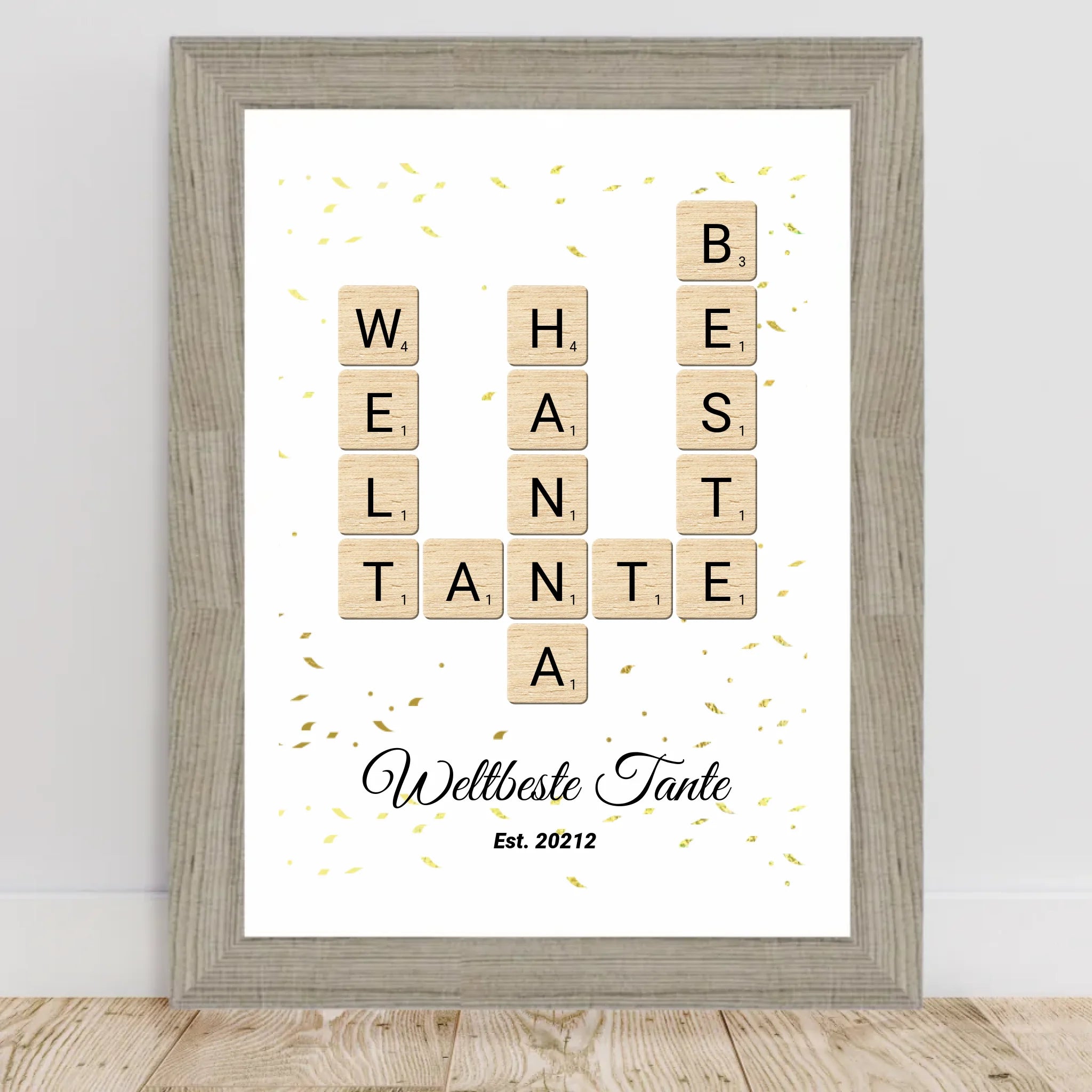 Weihnachtsgeschenk für Tante Scrabble Wort Poster personalisierbar - Cantty