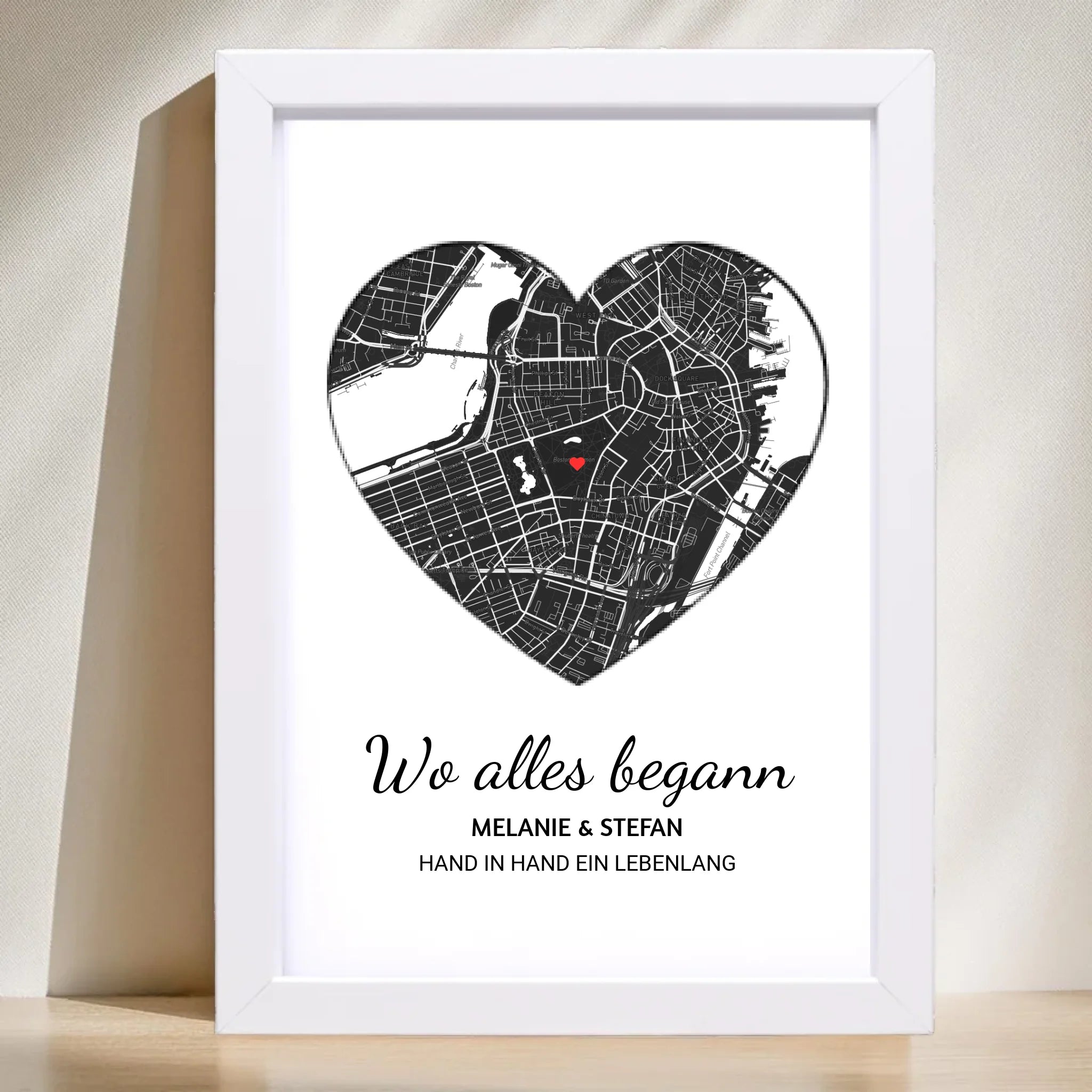 Wo alles begann Herz Poster mit Rahmen oder zum ausdrucken download - Cantty