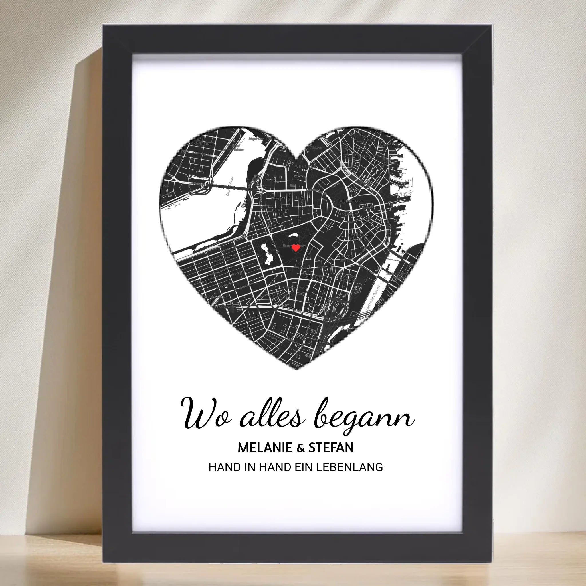 Wo alles begann Herz Poster mit Rahmen oder zum ausdrucken download - Cantty
