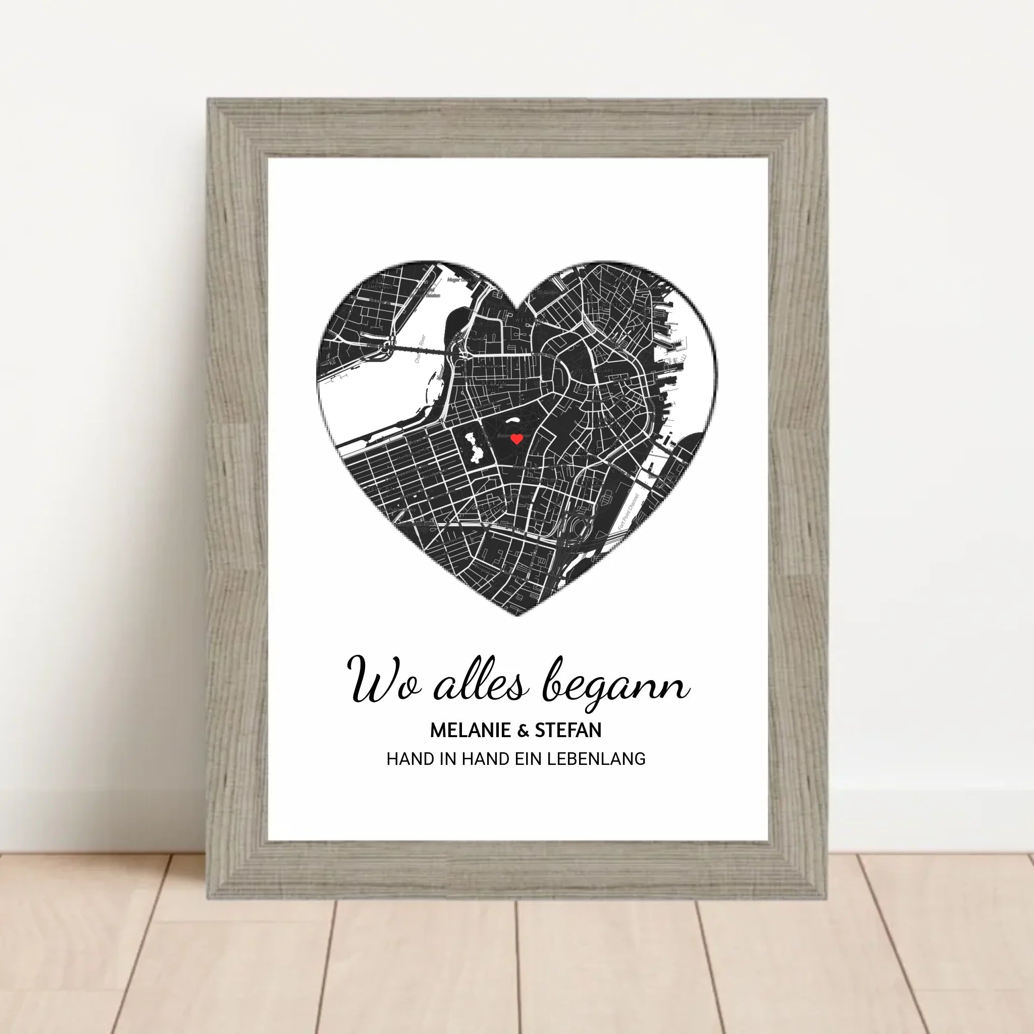 Wo alles begann Herz Poster mit Rahmen oder zum ausdrucken download - Cantty