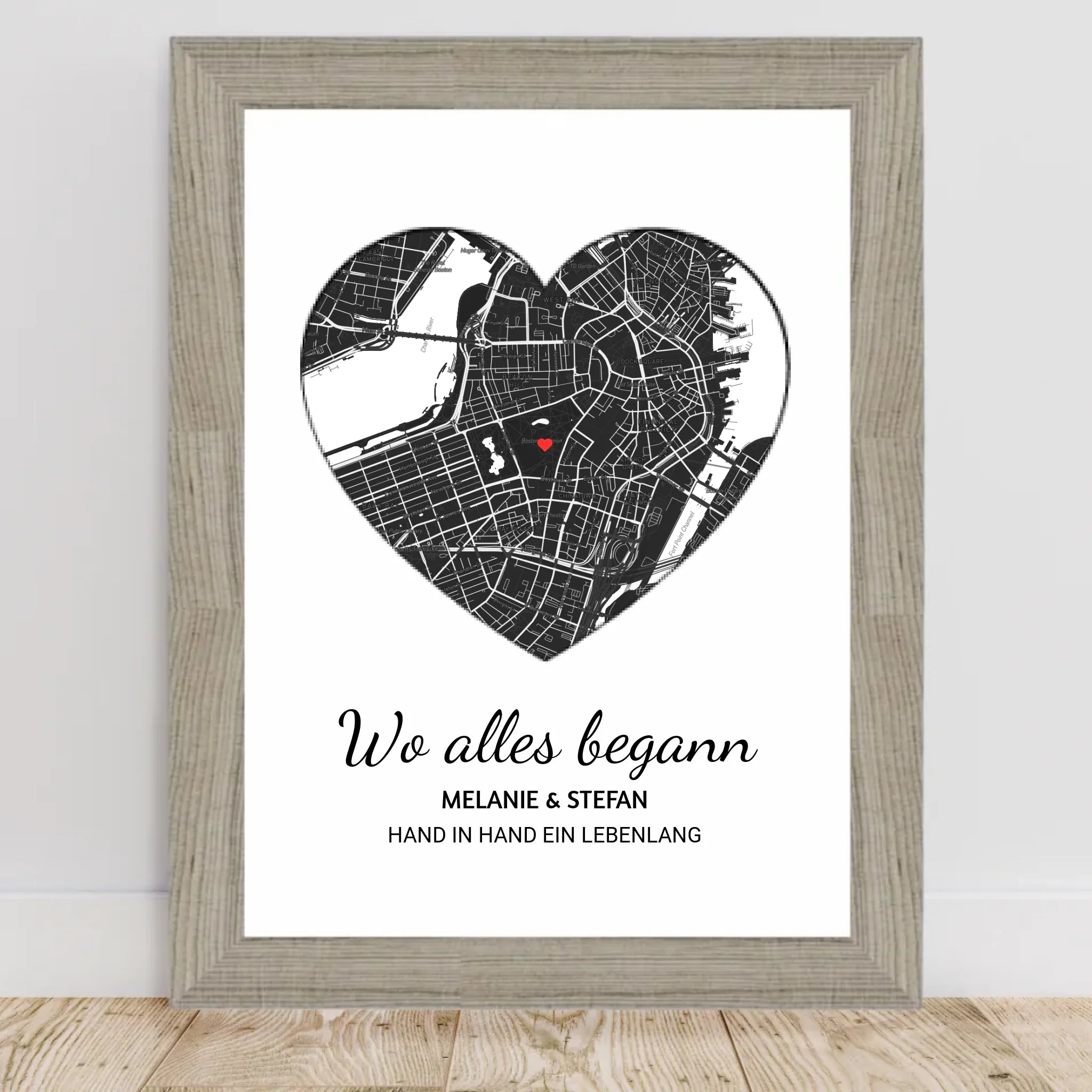 Wo alles begann Herz Poster mit Rahmen oder zum ausdrucken download - Cantty