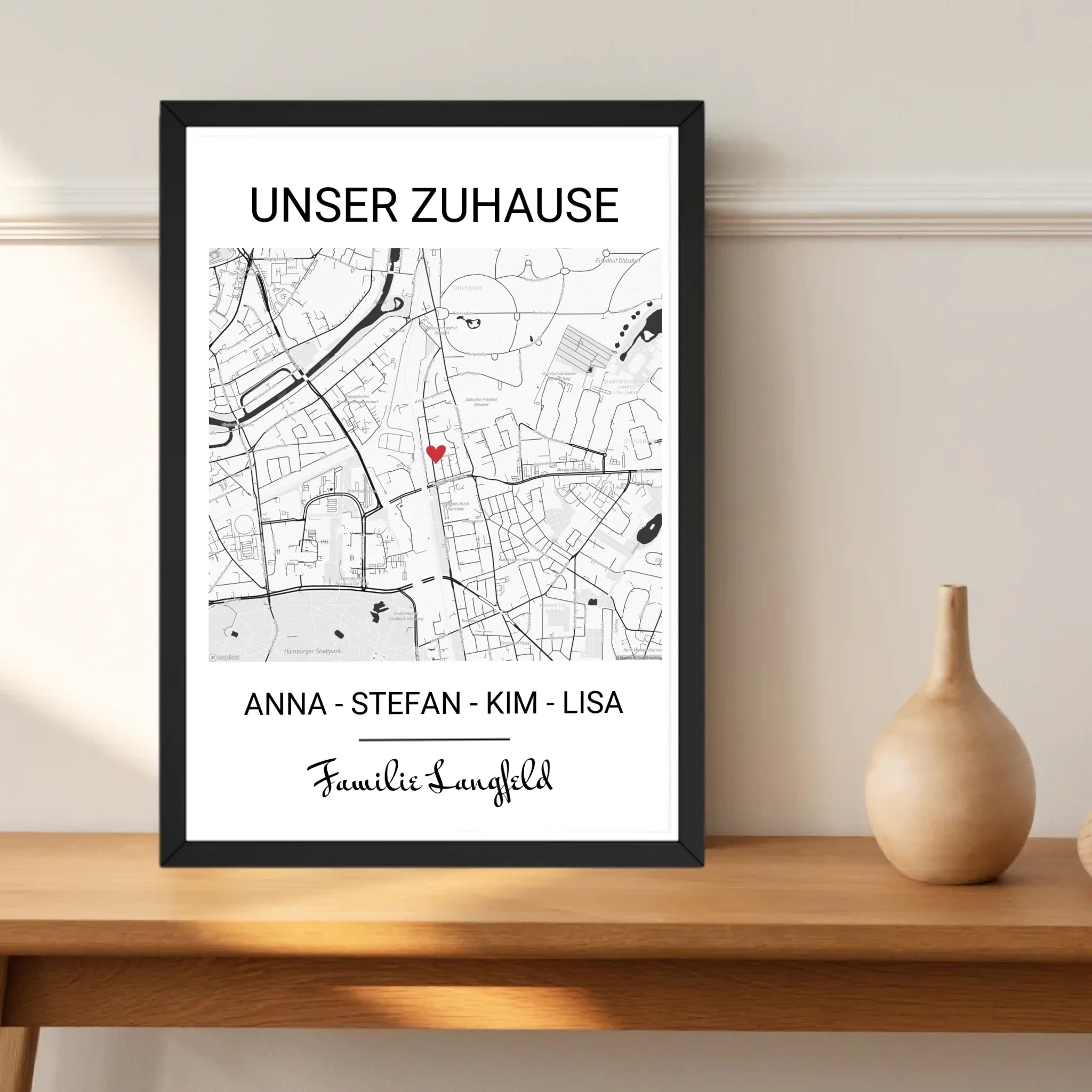 Wohnung Einweihungsgeschenk Familie Stadtkarte personalisierbar - Cantty