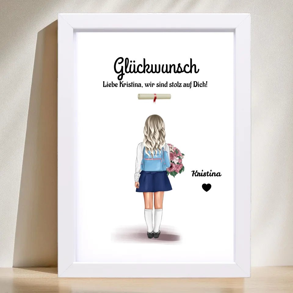 Zeugnis Geschenk Mädchen Bild personalisiert - Cantty