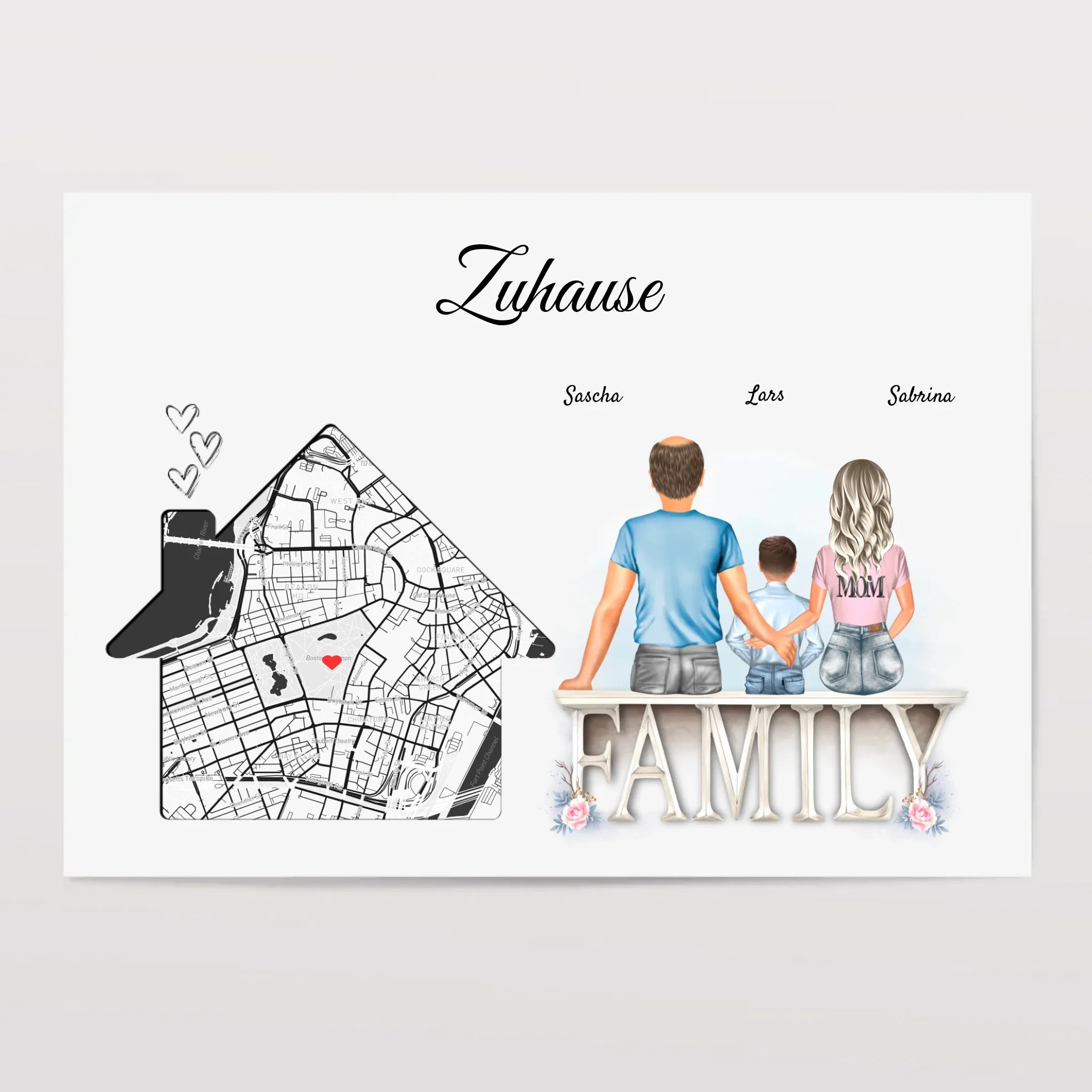 Zuhause Einzugsgeschenk Koordinaten Poster Familie - Cantty