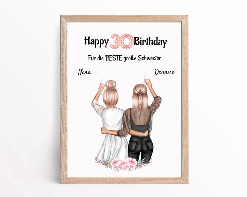 30 Geburtstag Geschenk Poster für Schwester - Cantty