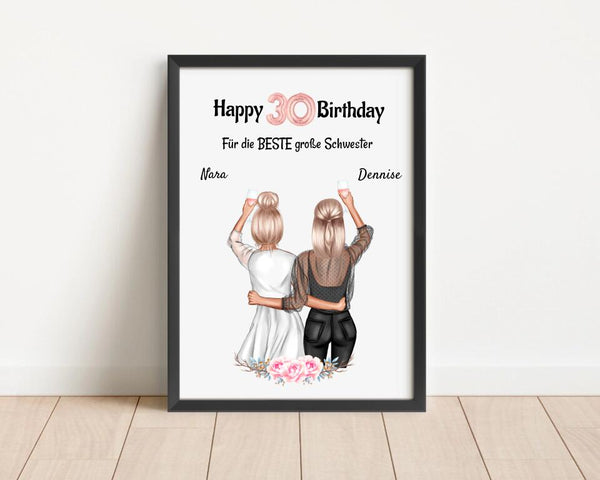 30 Geburtstag Geschenk Poster für Schwester
