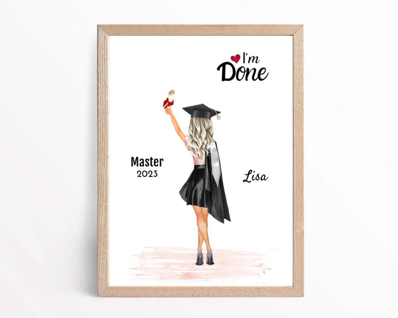Master Abschluss Geschenk Poster für Frau Mädchen personalisiert - Cantty