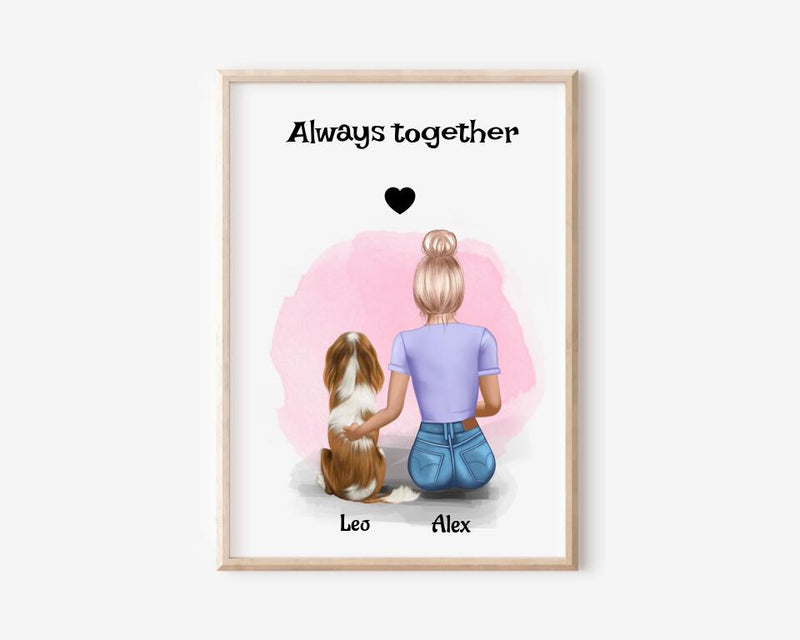 Geschenk Poster Mädchen mit Hund personalisiert - Cantty