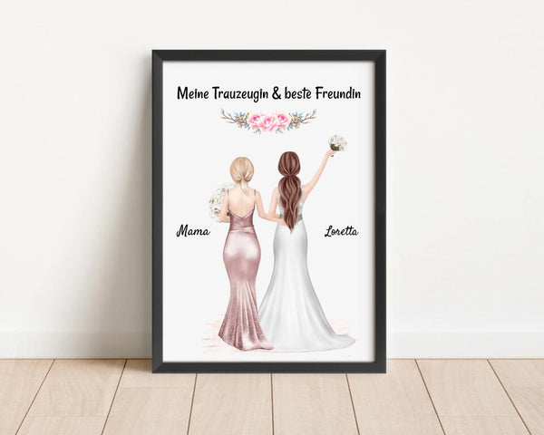 Trauzeugin Poster personalisiert mit Braut - Cantty