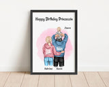 Kleines Mädchen Geburtstag Geschenk Poster mit Eltern - Cantty