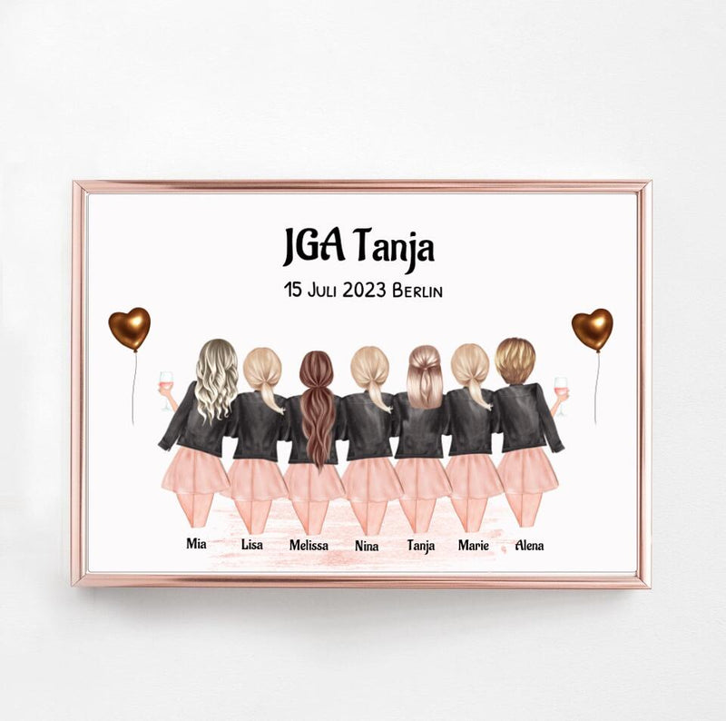 Geschenk 7 Freundinnen Bild JGA personalisiert