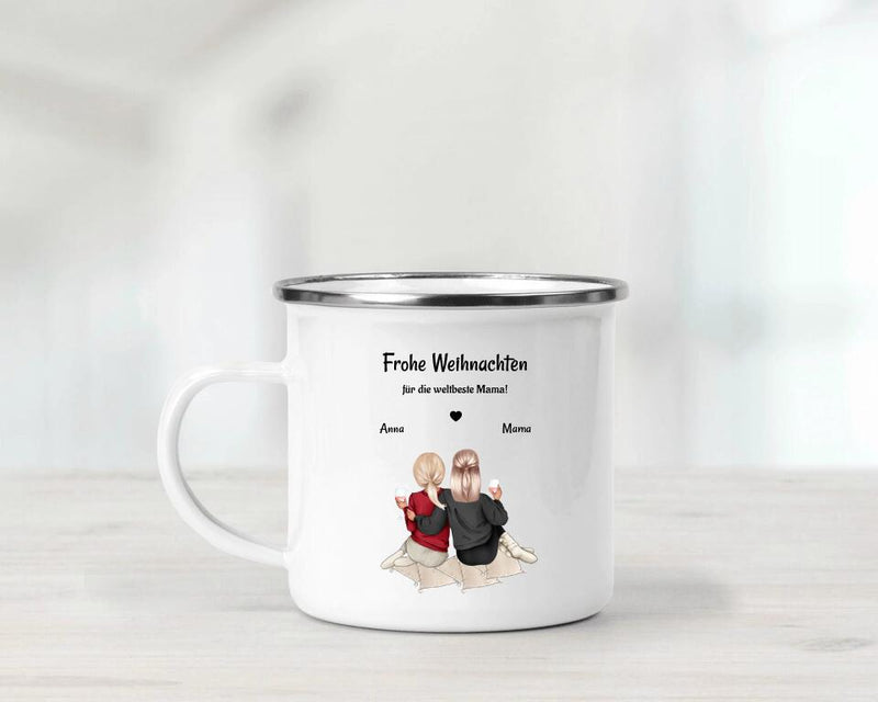 Kaffeetasse & Emaille Tasse Mama Tochter Weihnachtsgeschenk - Cantty