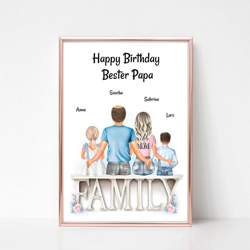 Papa Bild mit Familie Geburtstagsgeschenk personalisiert - Cantty