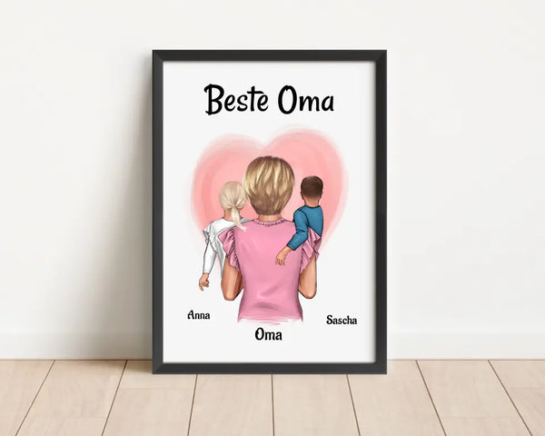Oma Enkel Muttertagsgeschenk Bild personalisiert, Poster Geschenk zum Muttertag - Cantty