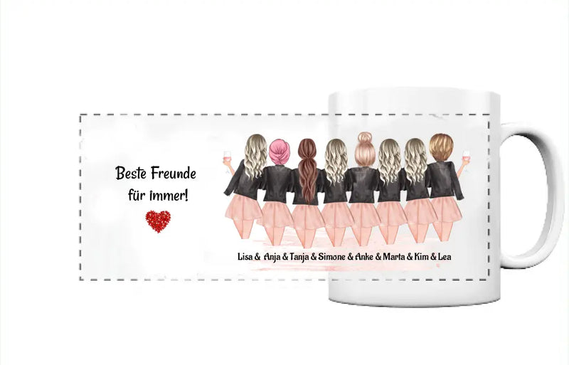 8 Freundinnen Tasse personalisieren
