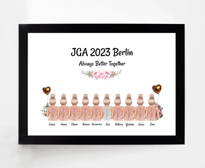 10 Freundinnen JGA Poster Geschenk personalisiert - Cantty