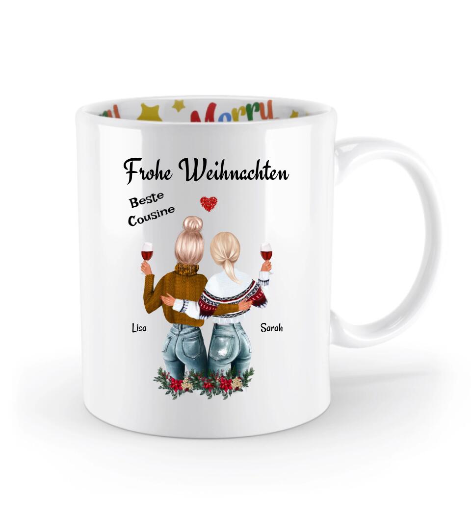 Cousine Weihnachtstasse Geschenk personalisieren - Cantty
