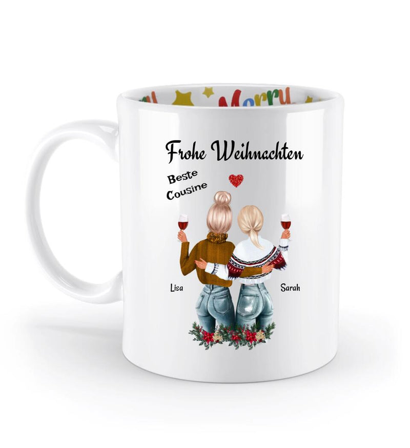 Cousine Weihnachtstasse Geschenk personalisieren - Cantty