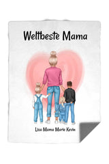 Decke Muttertagsgeschenk personalisiert mit Mama Kinder Bild - Cantty
