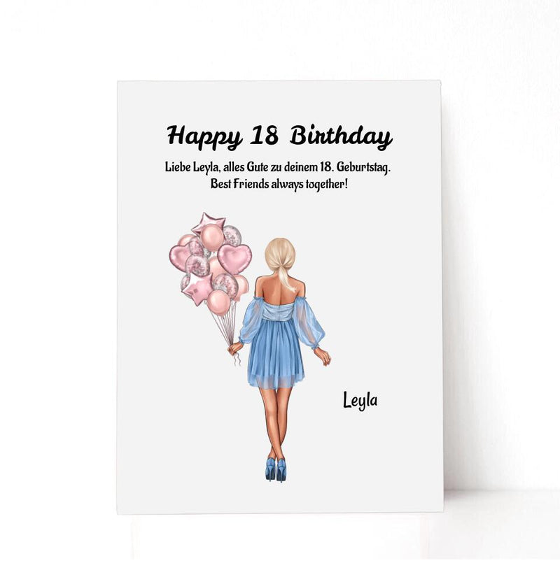 Happy 18 Birthday Mädchen Acrylglas Geschenk personalisiert - Cantty