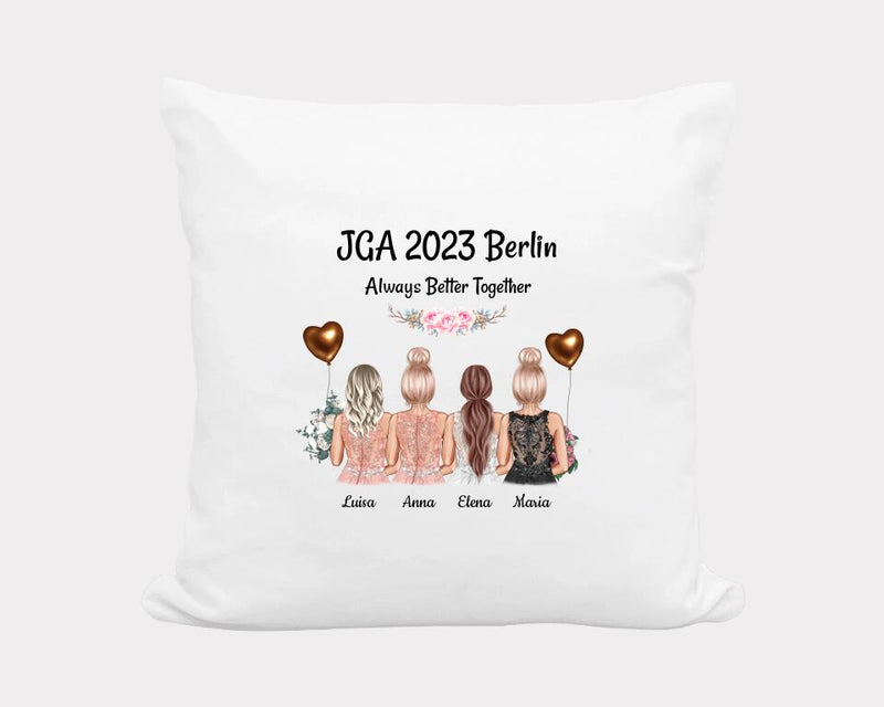 JGA 4 Freundinnen Kissen personalisiert mit Bild - Cantty