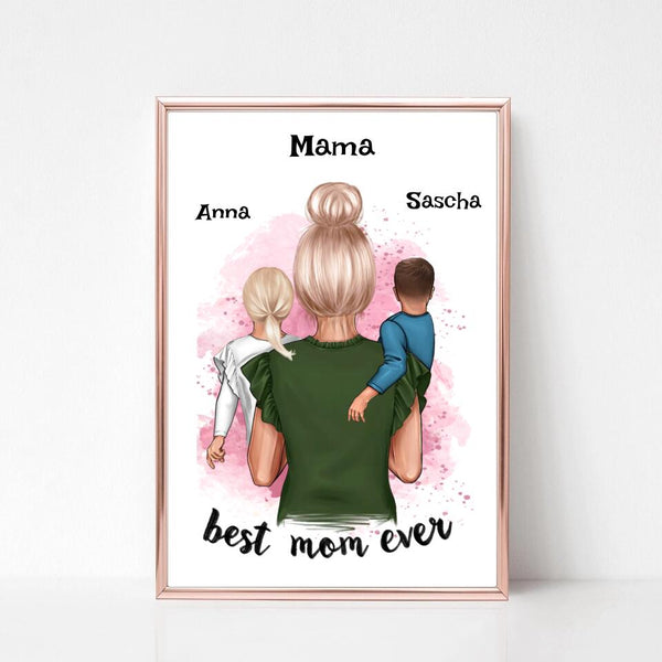 Mama Kinder Bild Geschenk personalisieren - Cantty
