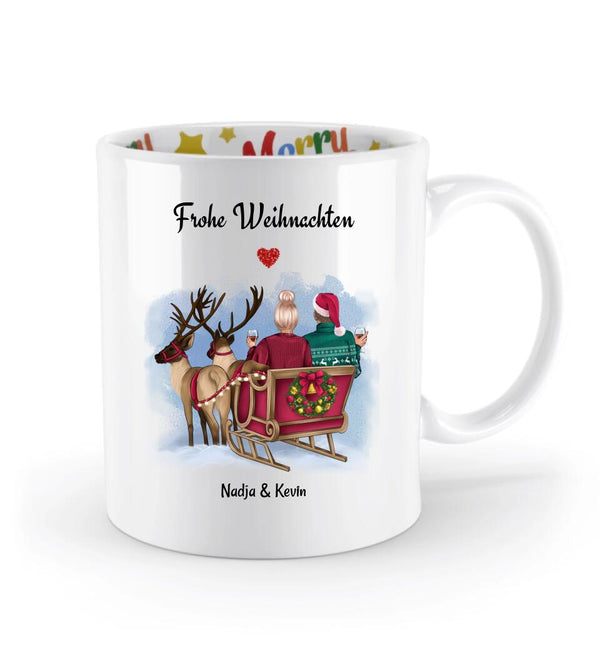 Paar Bild Weihnachtstasse Geschenk | Personalisierte Pärchen Kaffeetasse Freund & Freundin Weihnachtsgeschenk - Cantty