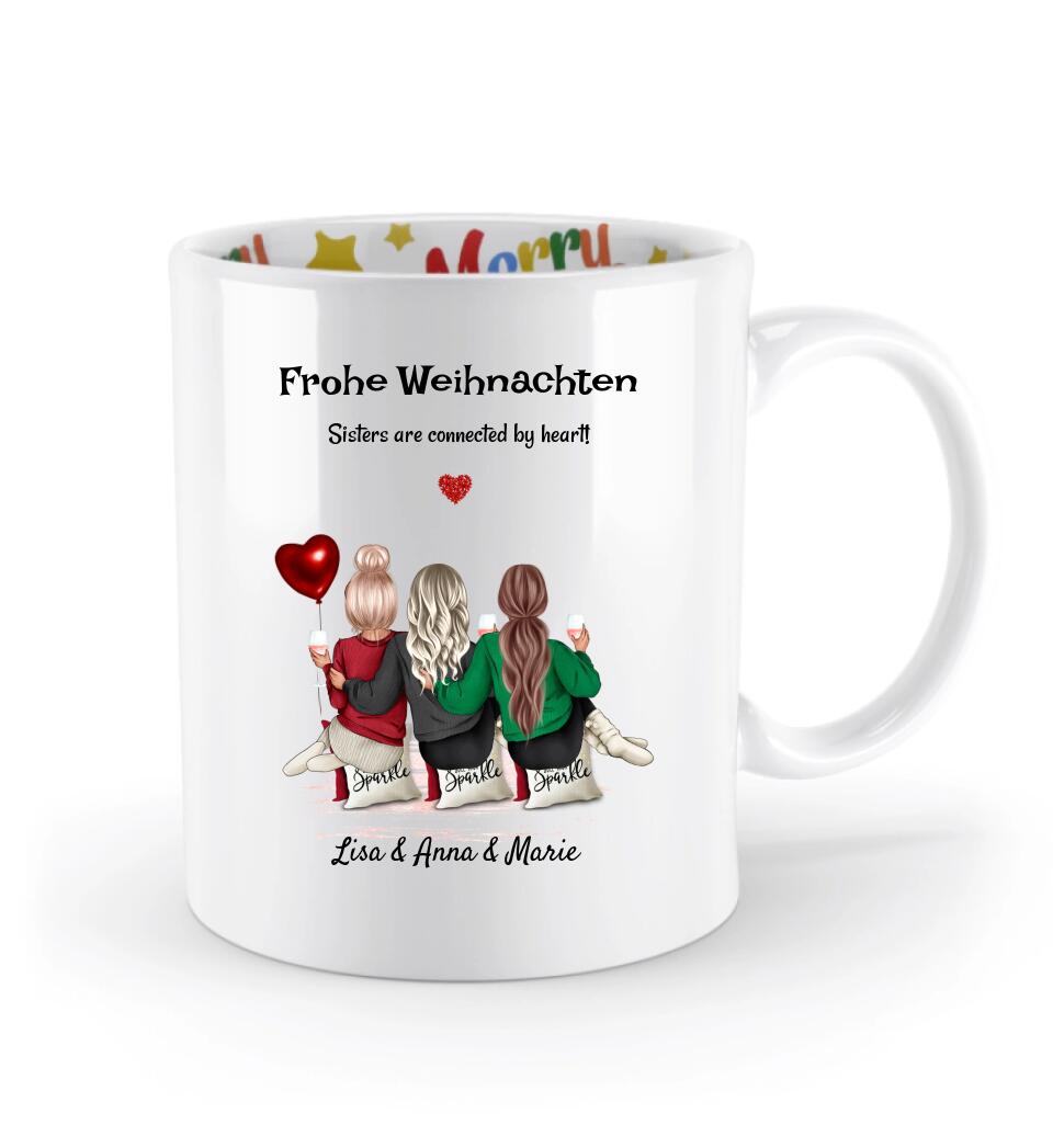 Weihnachtstasse 3 Schwestern Geschenk personalisiert - Cantty